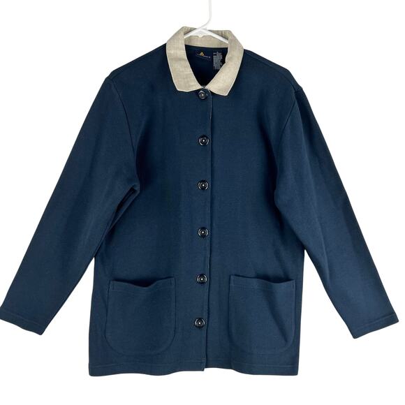 Lizsport Jackets & Blazers - Lizsport Womens Fresh Picked Florals Cardigan Jacket M Navy Blue Cotton NWT